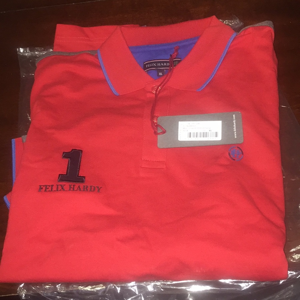 Felix Hardy polo shirt red w/gray size XL New!!!